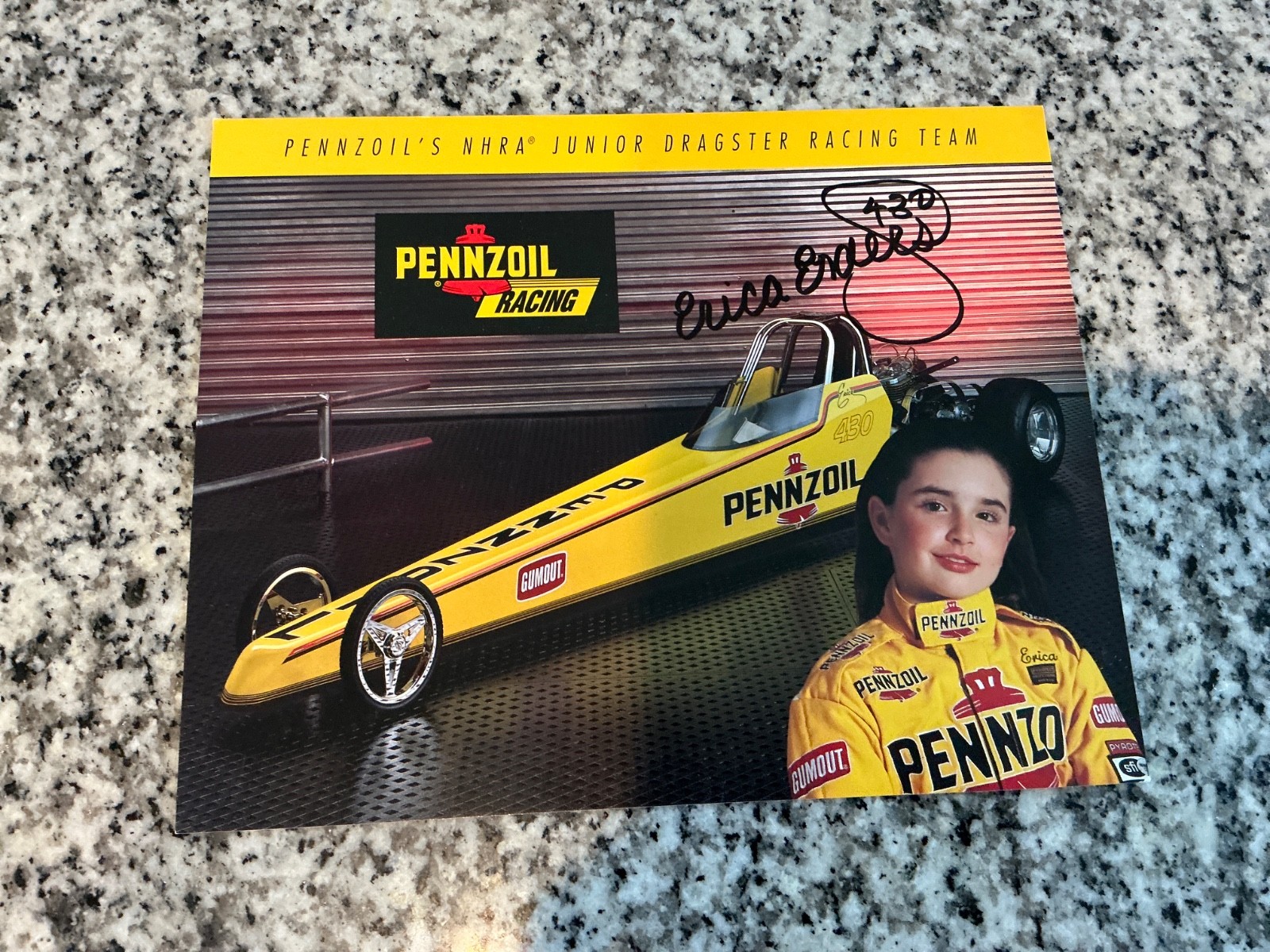 Historic Erica Enders 1st ever autographed Junior Dragster NHRA postcard