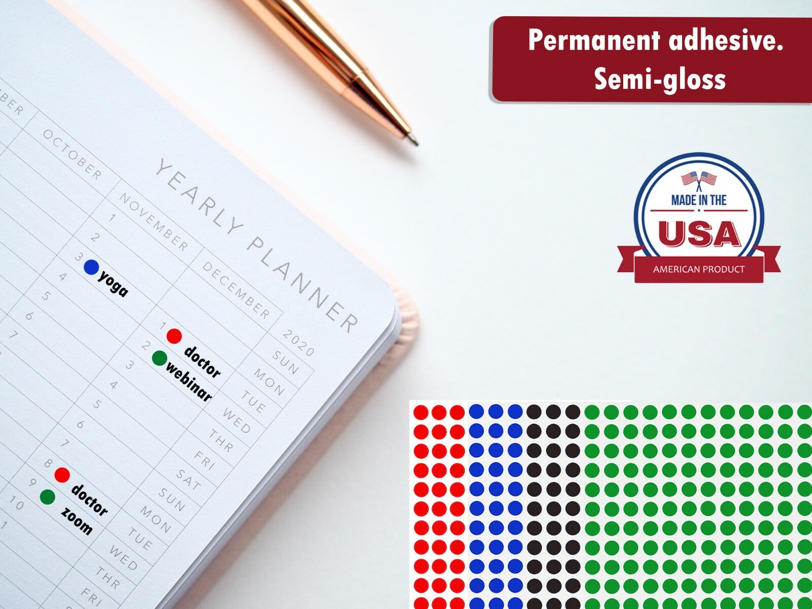 Round Stickers 1/4 Circle Dot Labels 8 mm Small Round Multiple Color Code Sheets