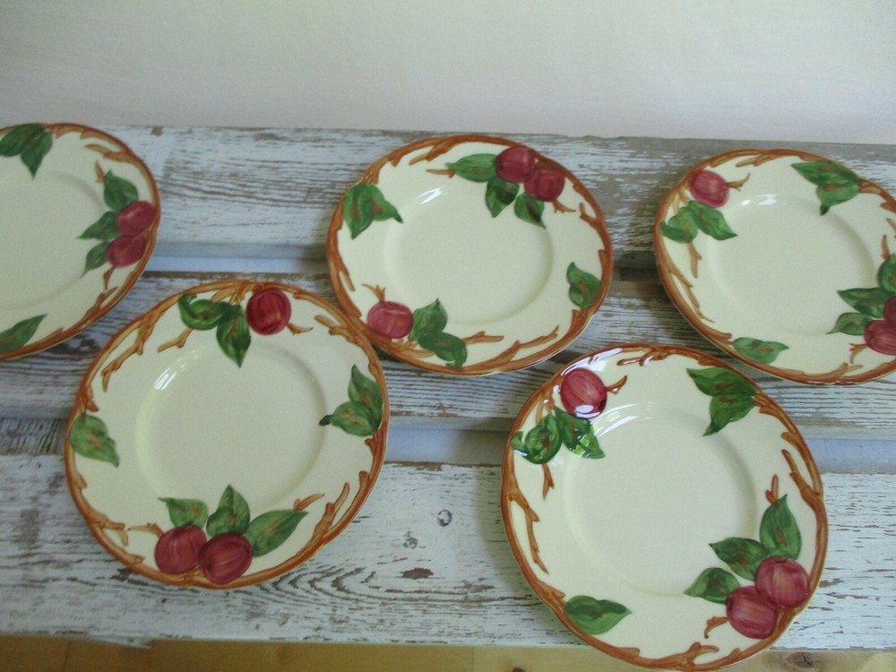 (5) Franciscan Earthenware USA 6" Bread Dessert Side Plates Apple Pattern