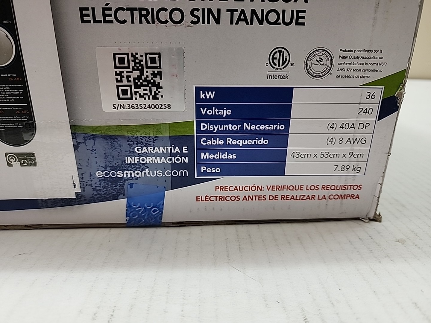 EcoSmart ECO 36 kW 7.03 GPM 240-Volt Electric Tankless Water Heater ( NEW )