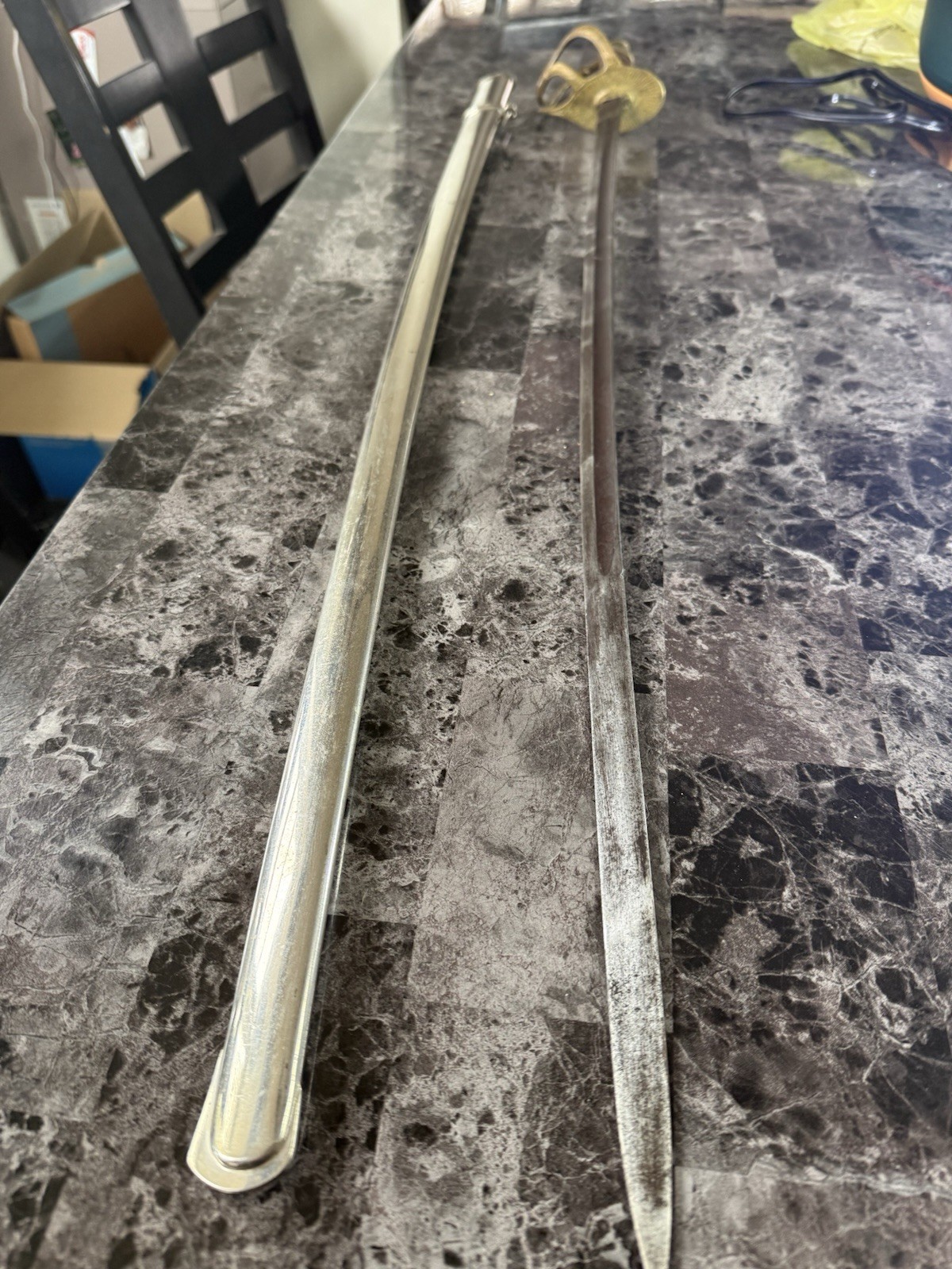 Model 1872 Springfield US Officer Sword Brass Guard with Nickel Scabbard