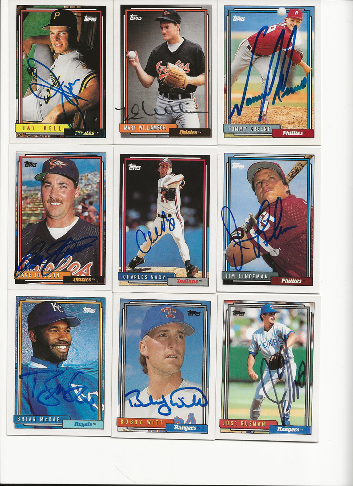 1992   TOPPS      9   CARD   AUTOGRAPHED   LOT