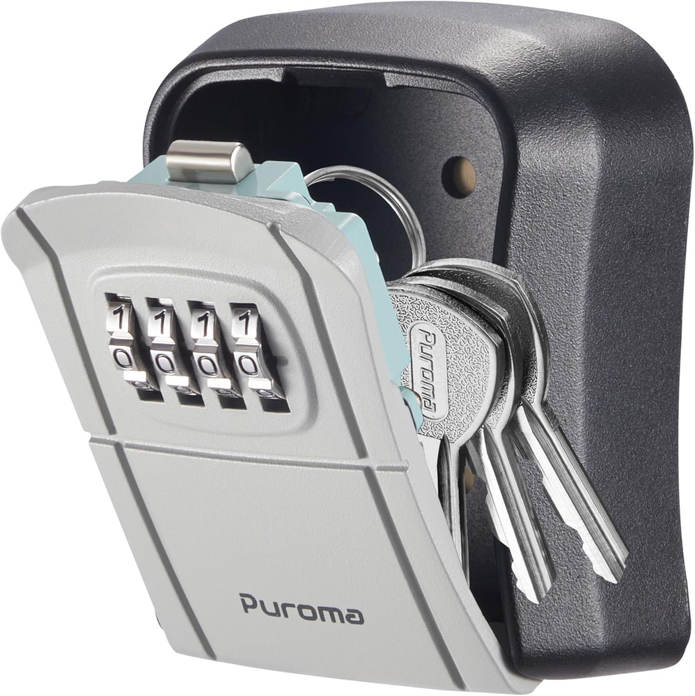 Puroma Key Lock Box Combination Lockbox Wall-Mounted Key Storage Box for House