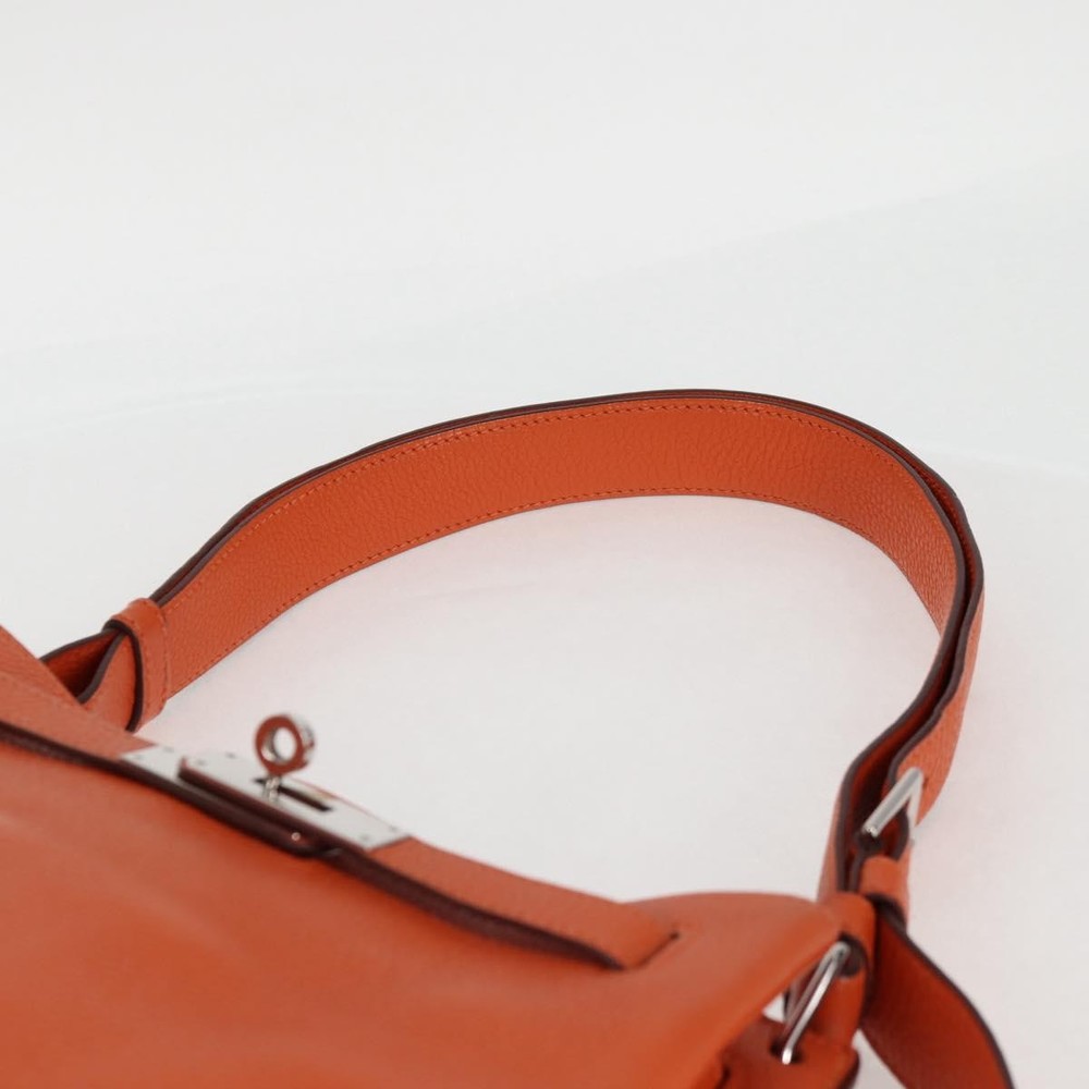 HERMES Togo Sokelly Note Cover Leather Orange Silver Auth nb488SAM
