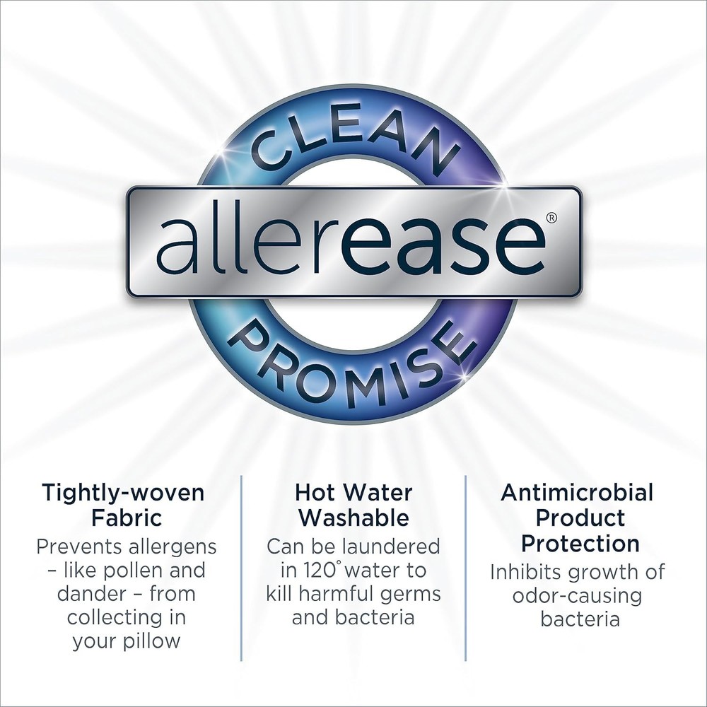 Allergy Bed Pillow Protector Queen Size Breathable Dust Mite Bedbug Proof