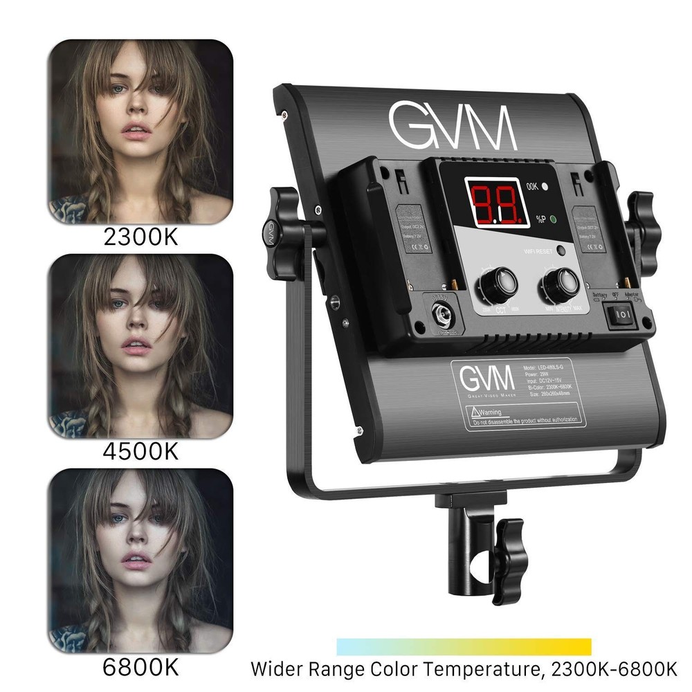GVM Led Bi-Color Video Lights with APP Function, Variable CCT 2300K-6800K and