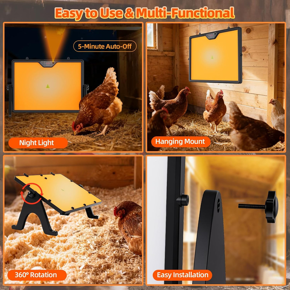 Brooder Plate for Chicks with Remote Control, Double-Sided Chick Heat Plate, Nig