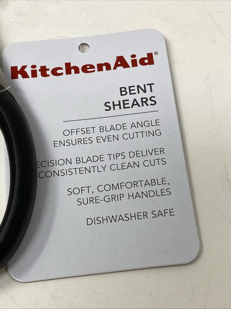 KitchenAid Bent Shears With Offset Blades Black Handles Protective Sheath NEW