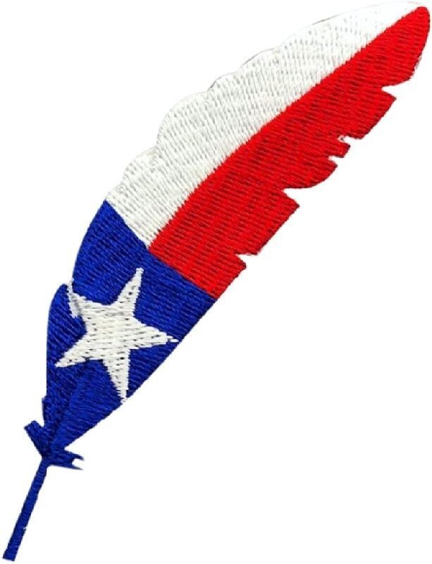 Texas Flag Feather TX Embroidered Patch |2PC Iron on Sew on 4"