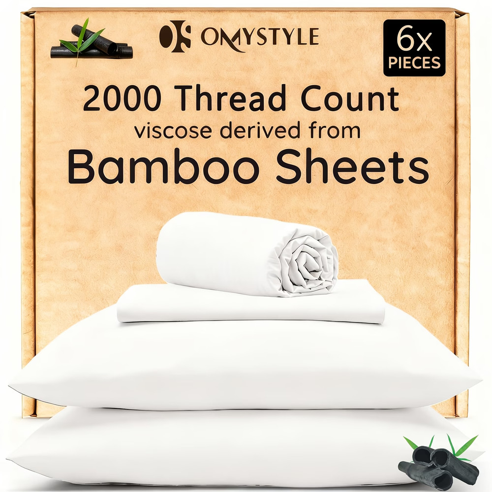 Bamboo Cooling Queen Sheet Set 4PC 6PC Deep Pocket Soft Breathable Bedding