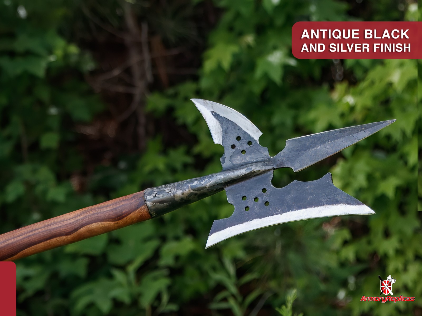 Halberd Renaissance Replica Hand Forged Iron Steel Spike Medieval Polearm 47inch