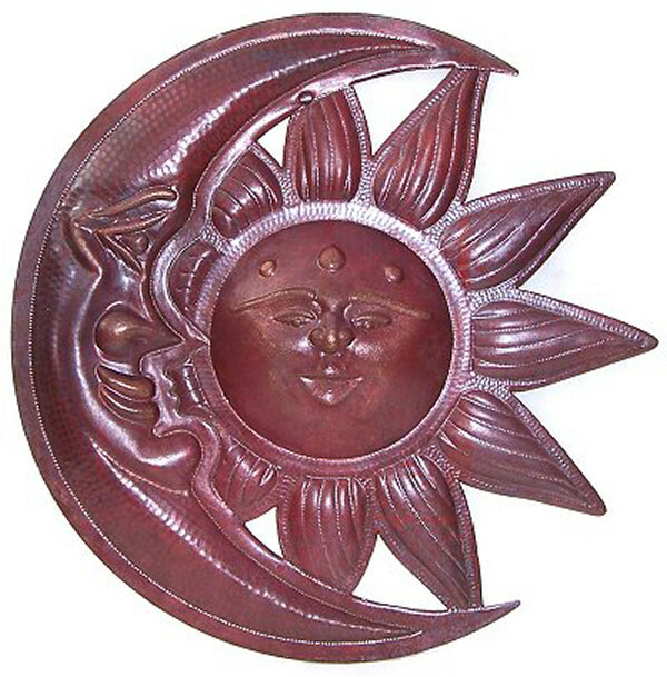16" Vintage Natural Hammered Copper Arts and Crafts Eclipse