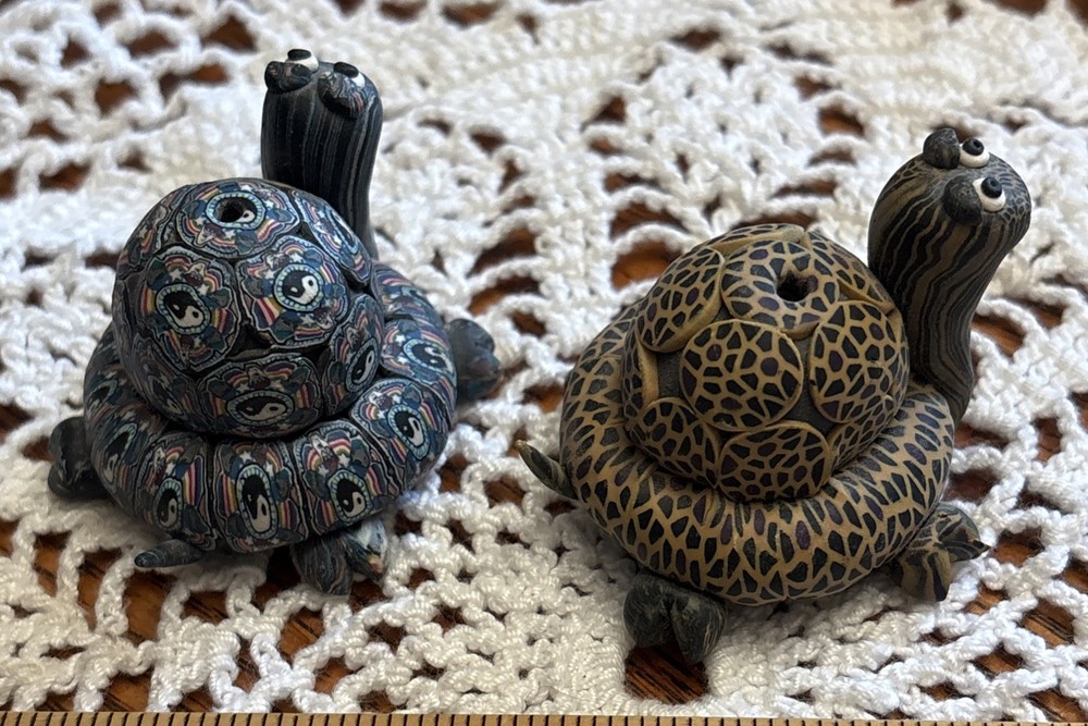 2 Polymer Clay Turtle Figurines