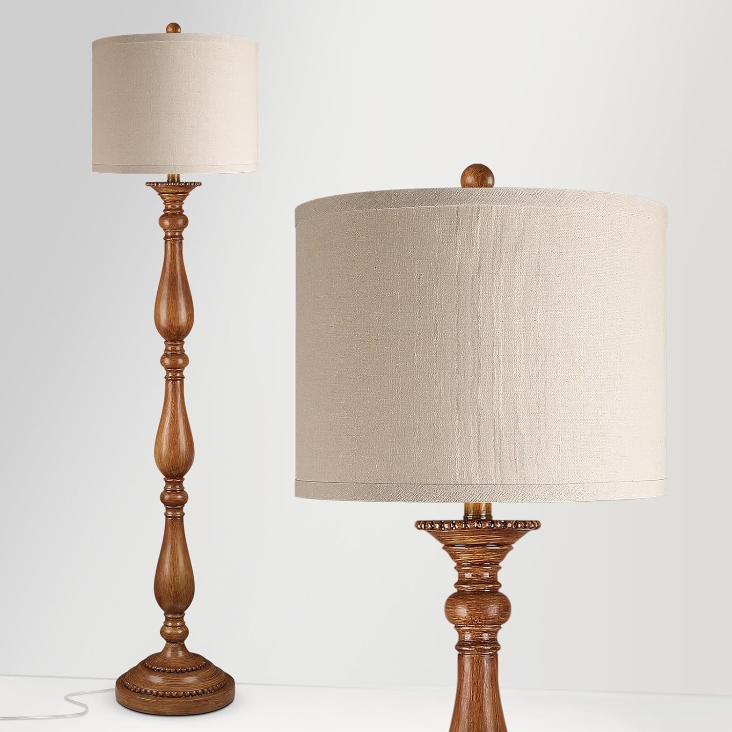 Rustic Vintage Floor Lamp for Living Room - Adjustable Standing Light