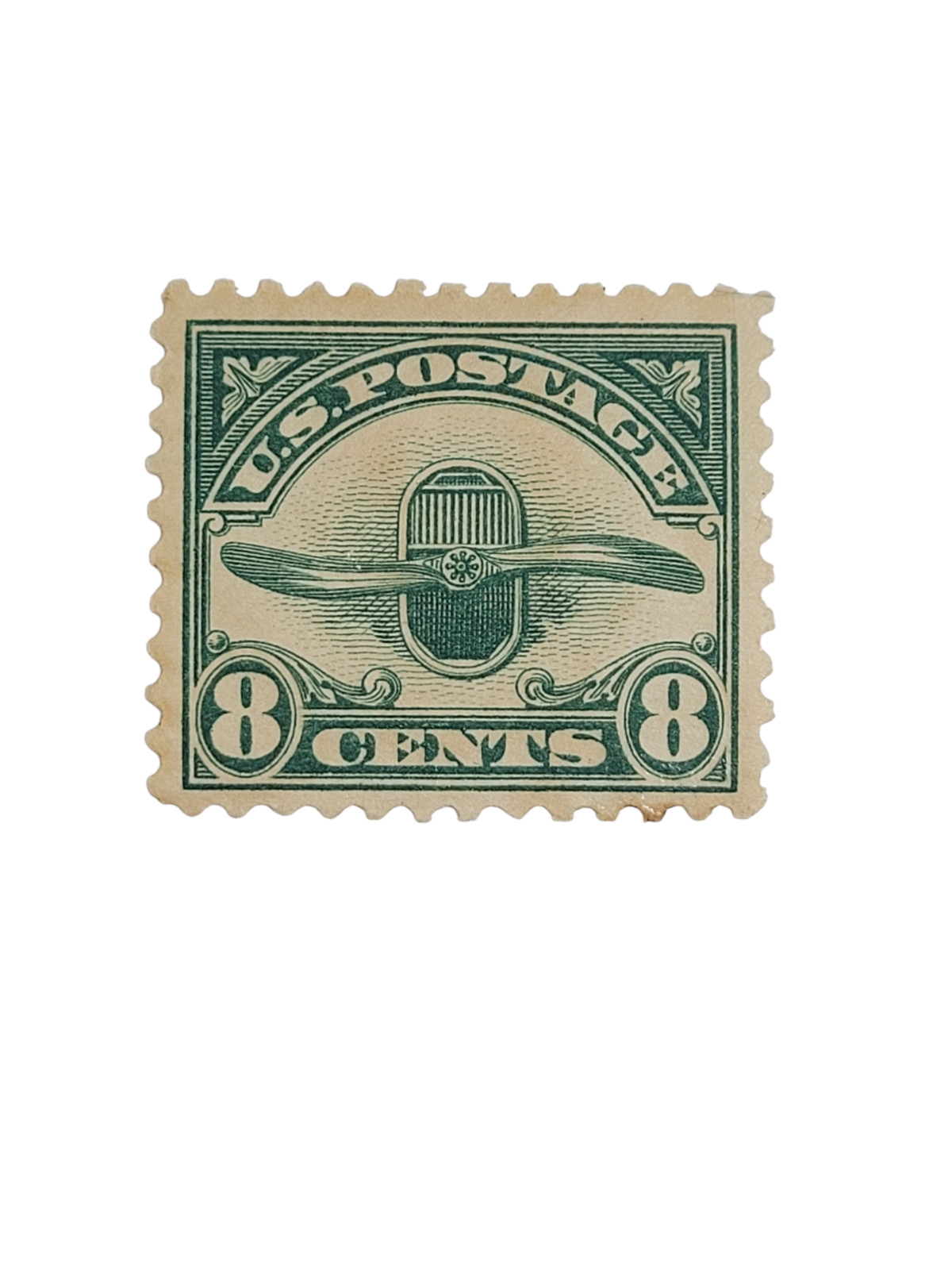 US SCOTT #C4 8-CENT GREEN PROPELLER AIR MAIL STAMP 1923, CV$40, See Pics