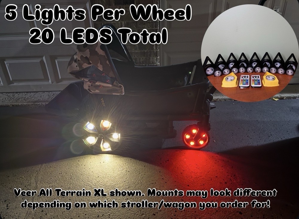 LED Wheel Lights for VEER SWITCH&ROLL STROLLER, Remote, Waterproff, Easy Install