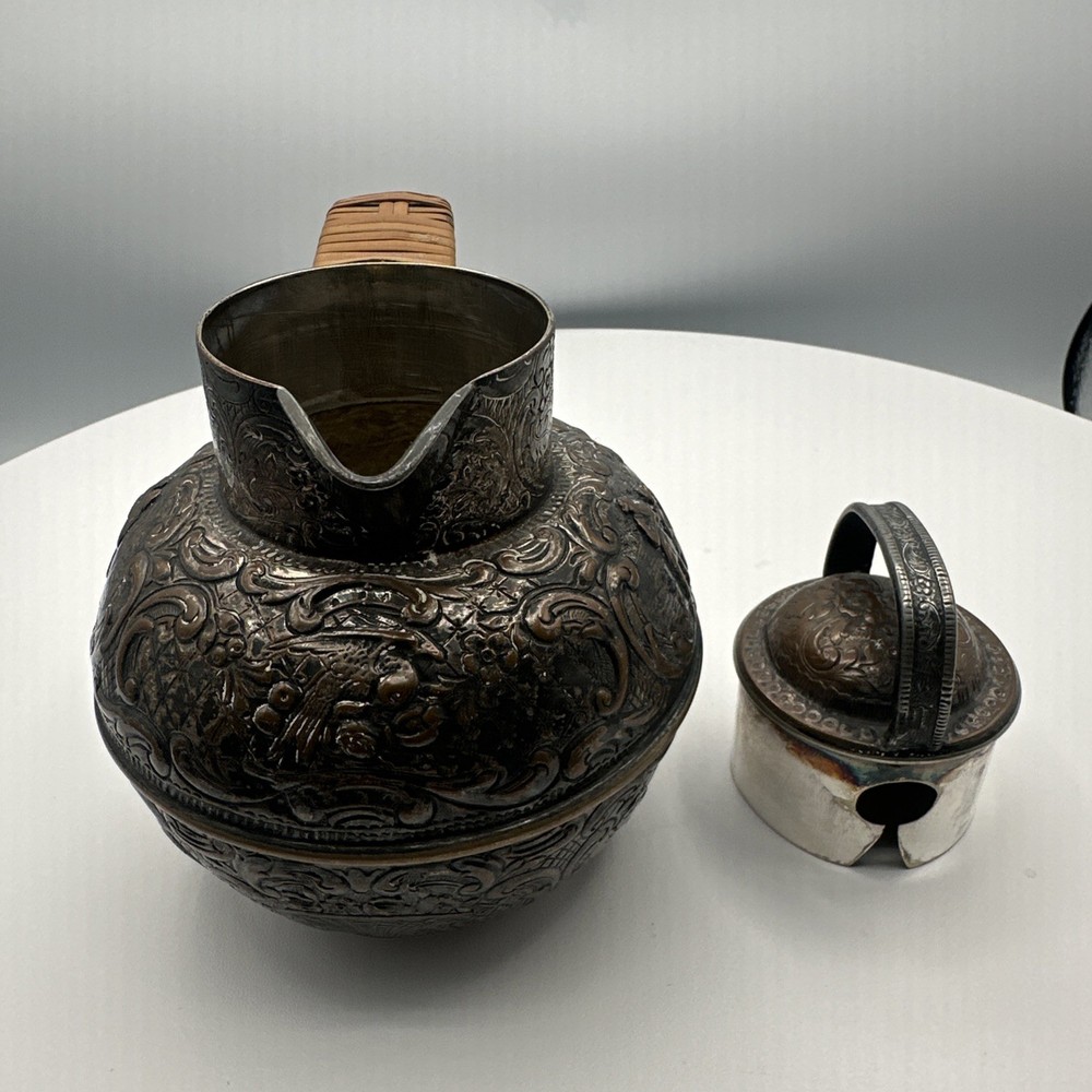 Antique E.G. Webster & Sons Repoussé Silver Plate Pitcher Figural Thermos