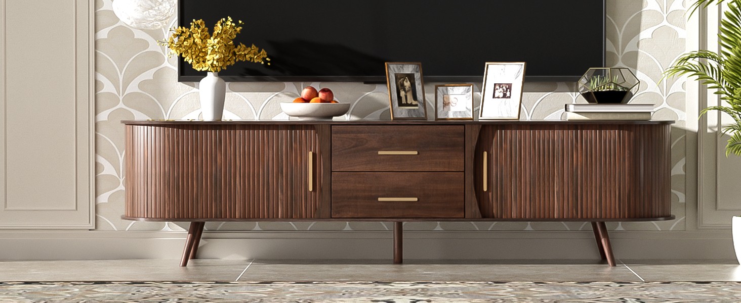 Modern TV Stand for 80" TV Entertainment Center Media Console Table W/ 2 Drawers