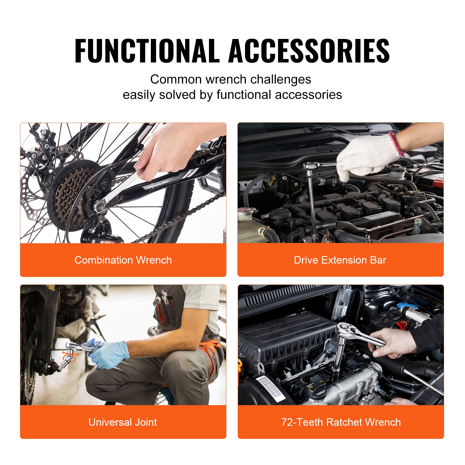 VEVOR Mechanics Tool Set and Socket Set 1/4in 3/8in 1/2 in Drive Sockets 205Pcs