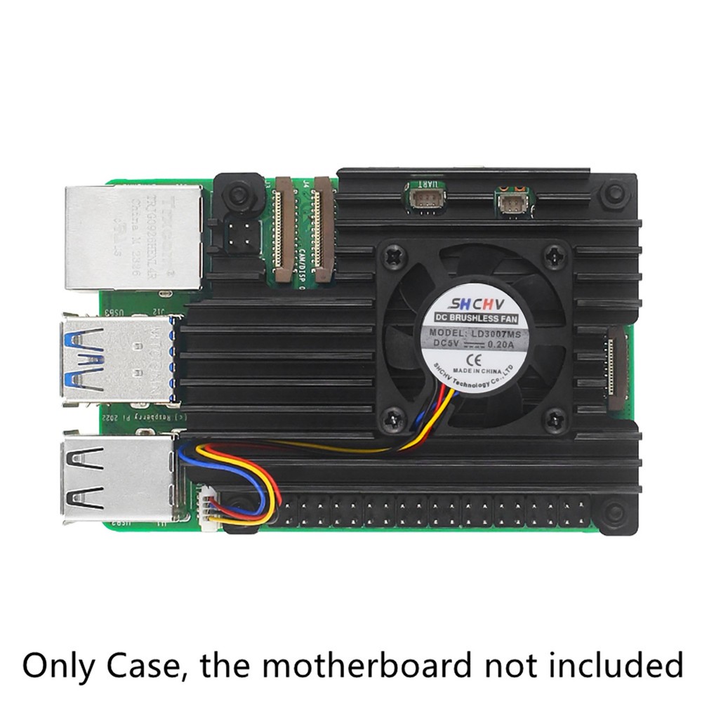 For Raspberry Pi 5 Aluminum Alloy Case with Temperature Controlled Cooling Fan