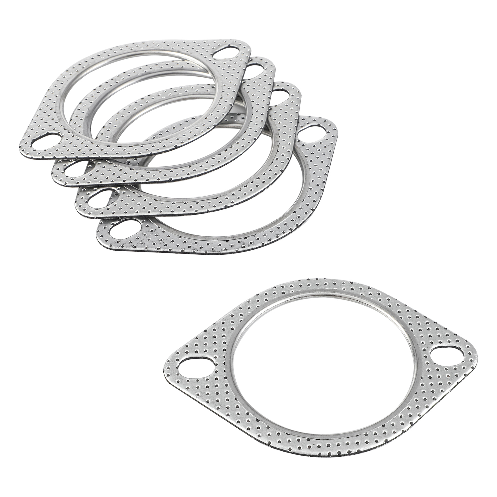 Set of 5 Exhaust Gasket 3in 2 Bolt, High Temp Exhaust Flange Gasket - Heavy Duty