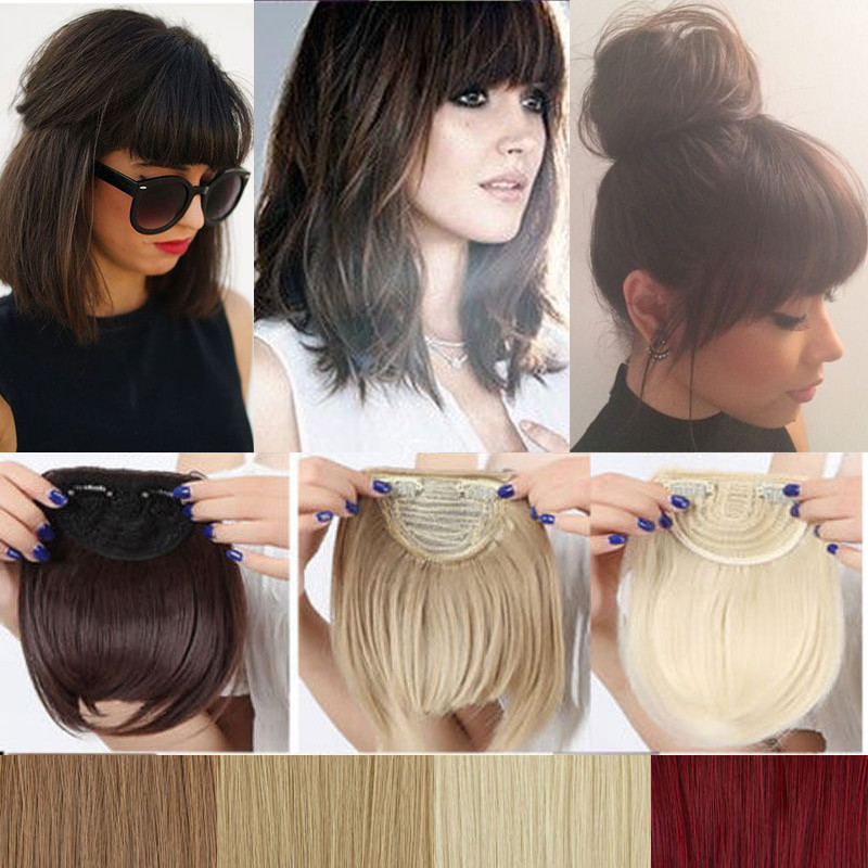 Thin Neat Bangs AS Remy Human Hair Extensions Clip in on Fringe Front Hairpiece