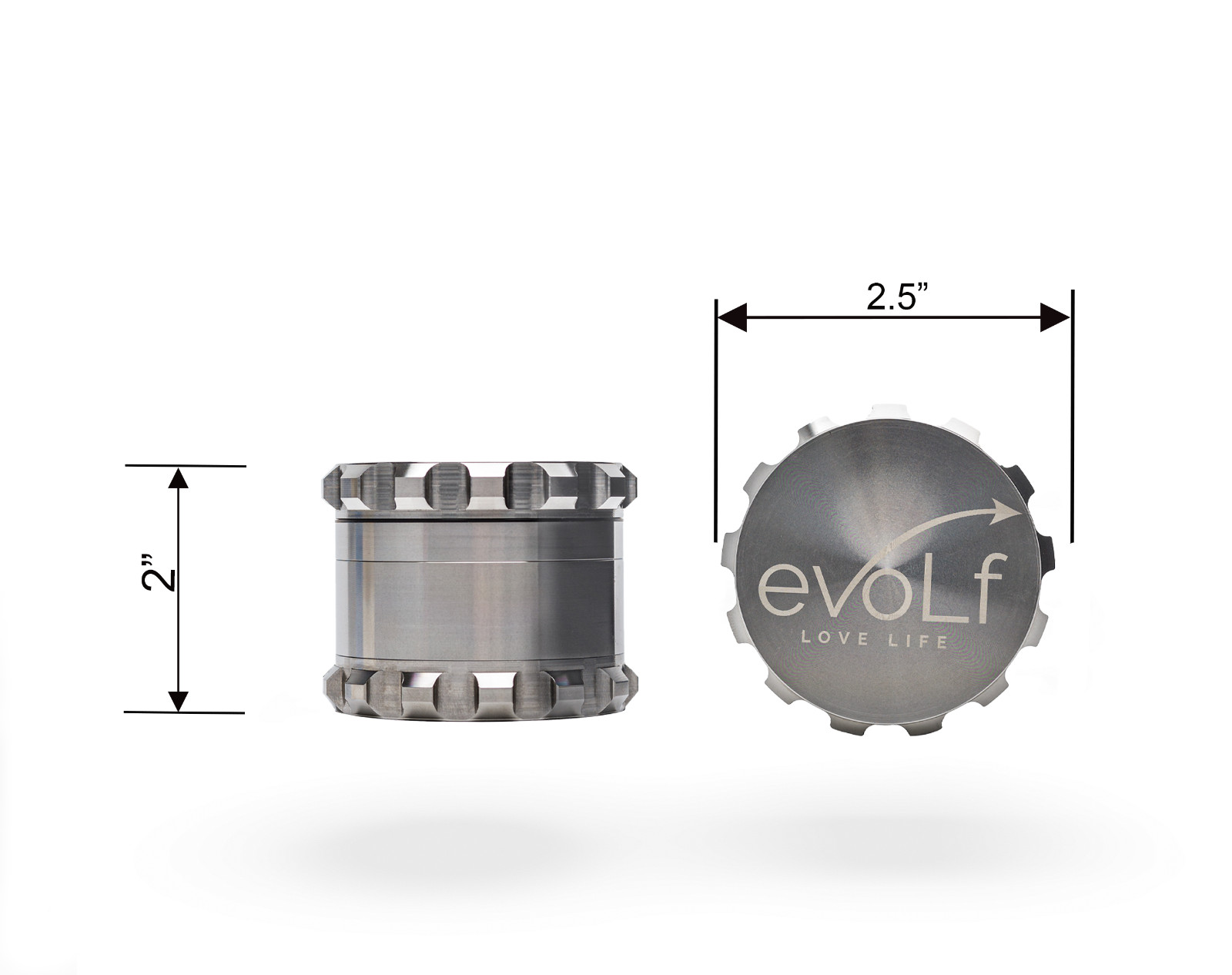 Evolf Stainless Steel Herb Grinder 2.5"- 4 piece UPDATED Premium and Luxury