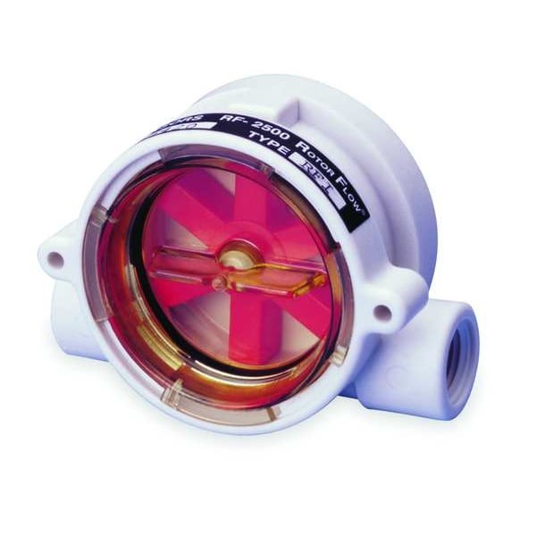 Flow Rate Indicator Rotor 0.5-5 GPM 1/4 FNPT Inline Polypropylene 100 PSI