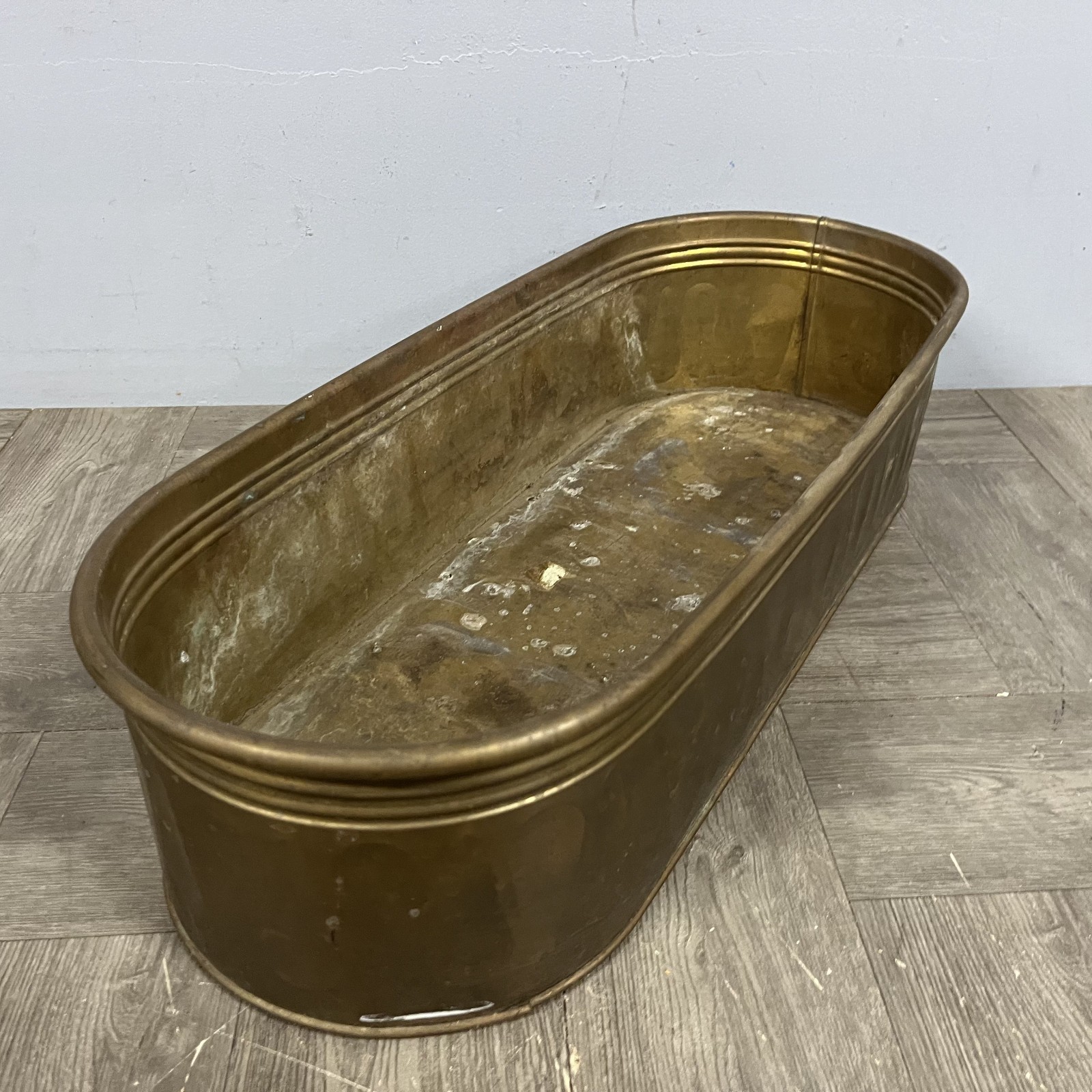 VTG 20" Oval Copper Garden Cache Pot Trough Planter Herb Window Box Farmhouse