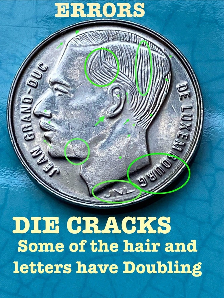 1990 Luxembourg 1 Franc Multi-Die Crack Errors
