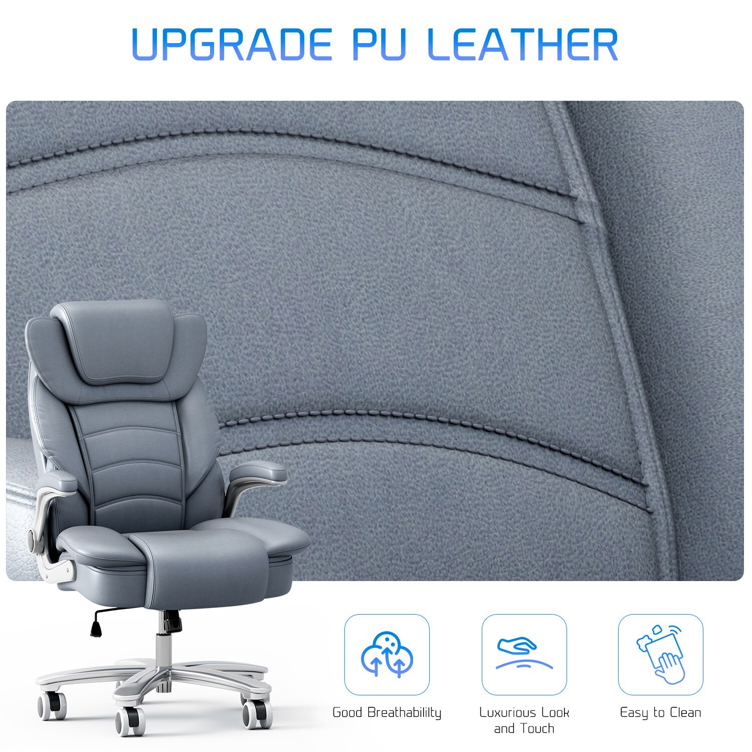 Big Tall Executive Office Chair Ergonomic Leather Computer Desk Chair Heavy Duty