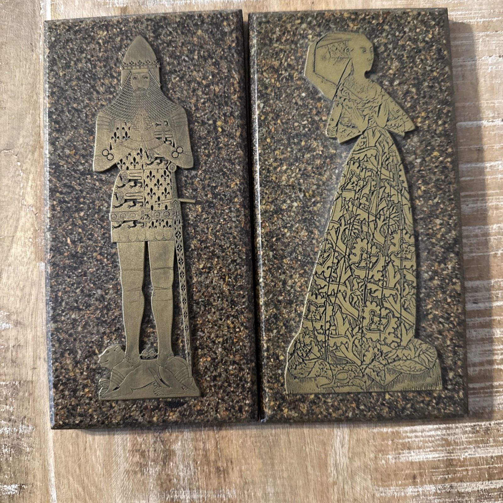 Facsimile Brass Rubbing Plaques — Edward,  Black Prince And Mary Margaret Peyton