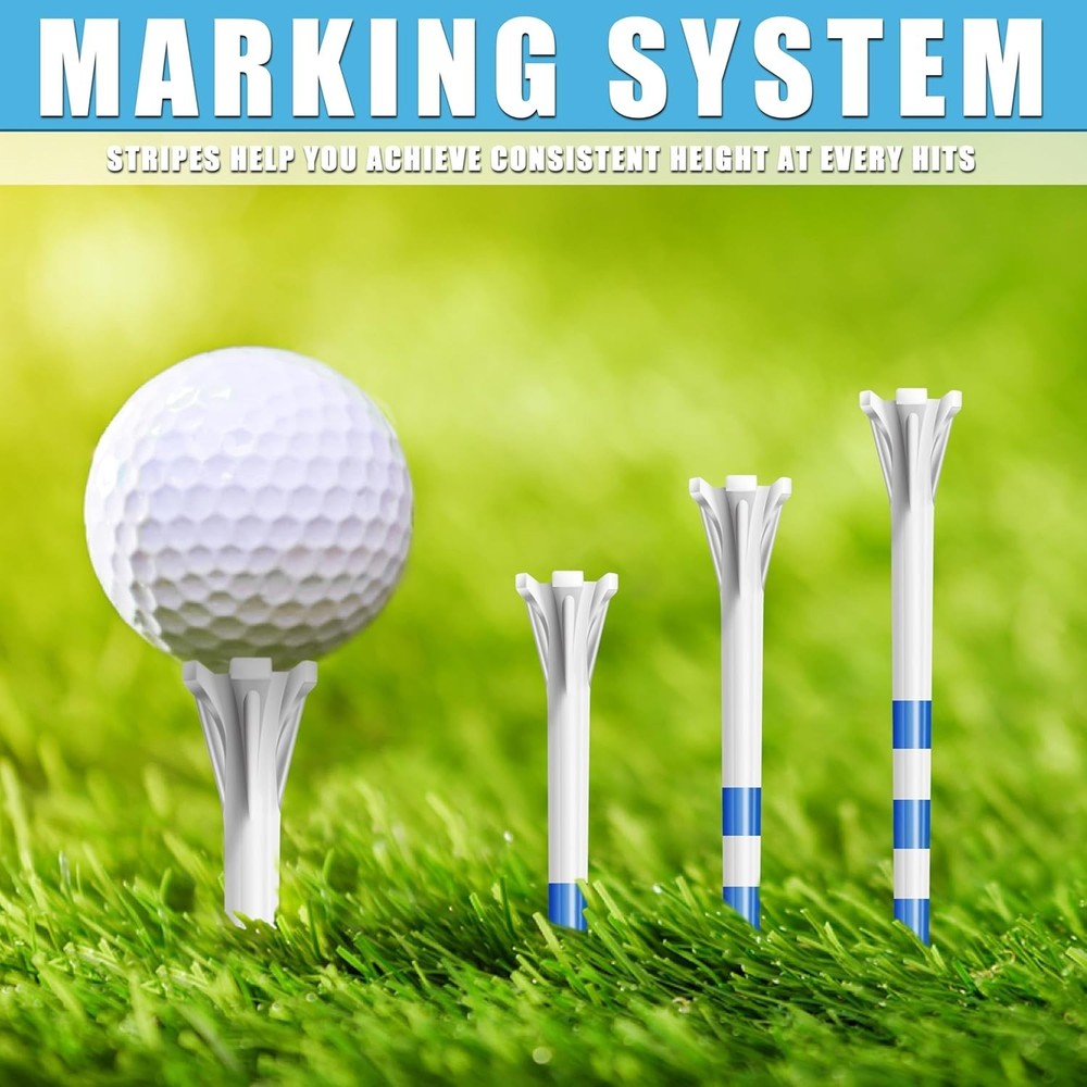 Professional 170 Pack 5-Prong Plastic Golf Tees 3 Sizes Assorted Pack - 100 P...