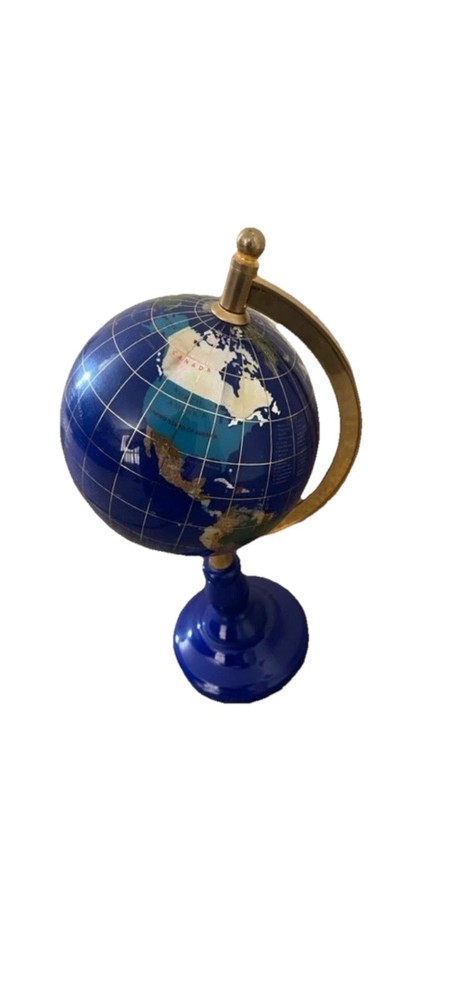 * Blue Lapis World Globe on Stand, 6" globe