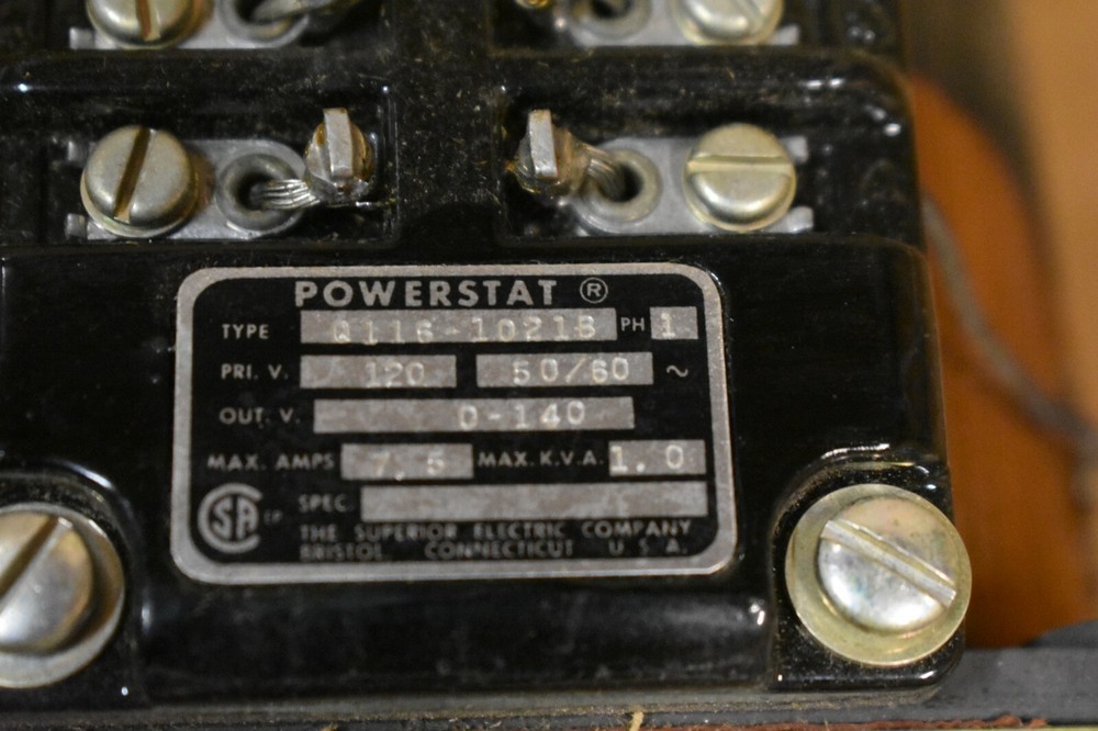 POWERSTAT VARIABLE TRANSFORMER MODEL Q116 0-140 V OUTPUT
