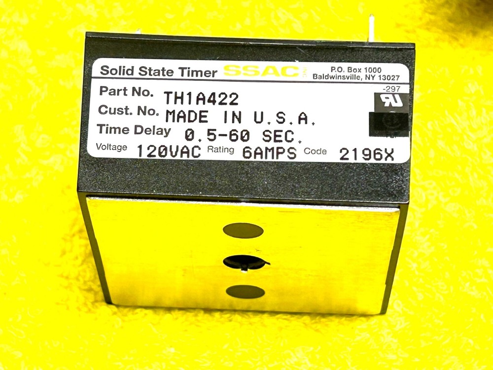 SSAC TH1A422 SOLID STATE TIMER RELAY 0.5 - 60 SEC. DELAY 120VAC 6 AMP 2196X