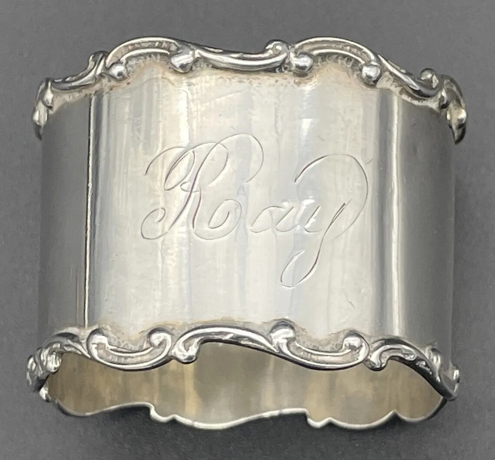 Sterling Silver Napkin Ring Name Engraved “Ray”