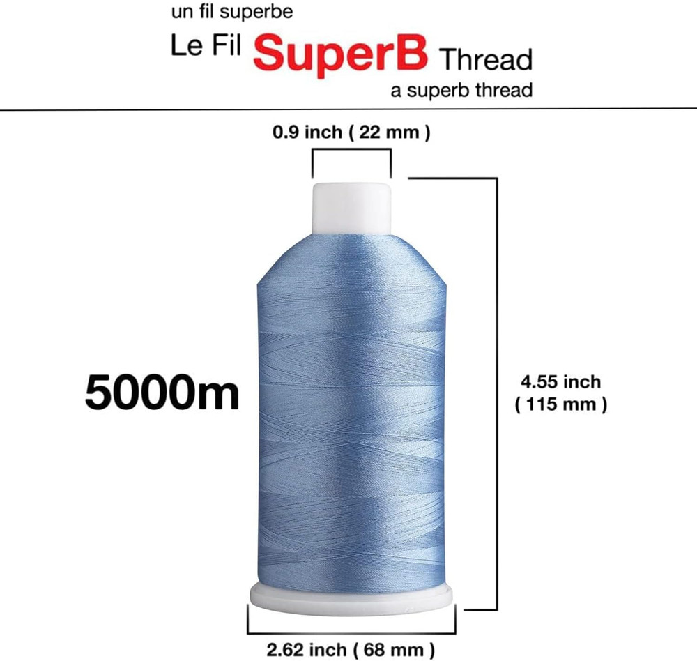 Super B Polyester Embroidery Thread, 40Wt Large Spool 5000M, Embroidery Thread f