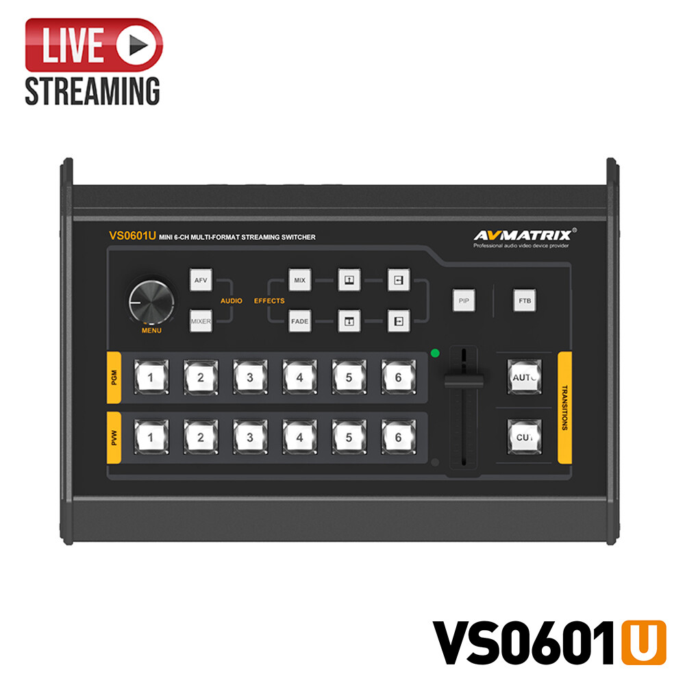 AVMATRIX VS0601U Mini 6 Channel Multi-Format Streaming Switcher 1×USB type-C Out