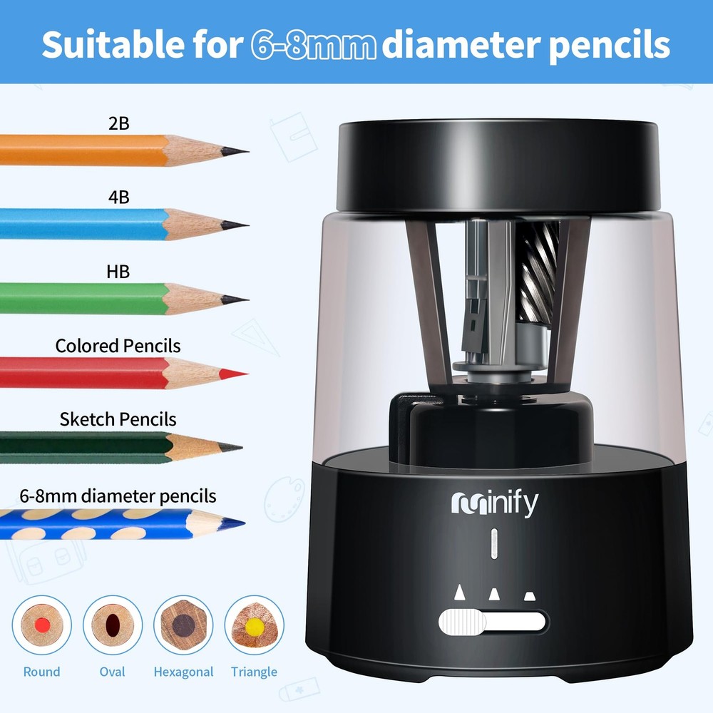 Minify Pencil Sharpener Electric Heavy Lightweight, Black