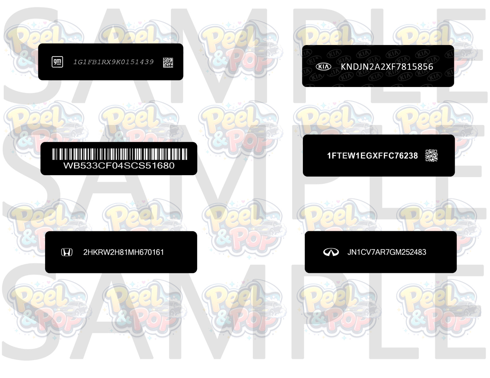 Vin Label Replacement Sticker Tire Pressure Replica All Makes and Model SET OF 3