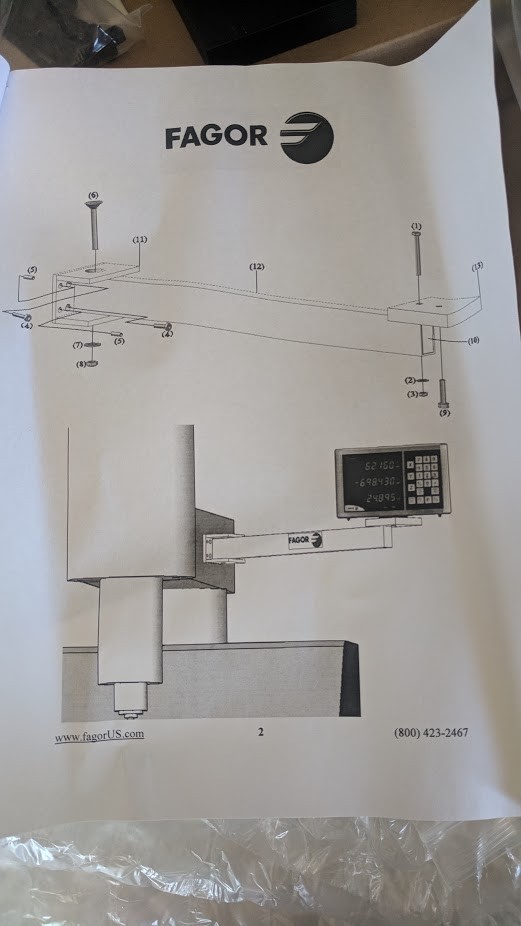*NEW* FAGOR ENCODER MILL READOUT MOUNTING KIT 70030043 MILL -M COMBO