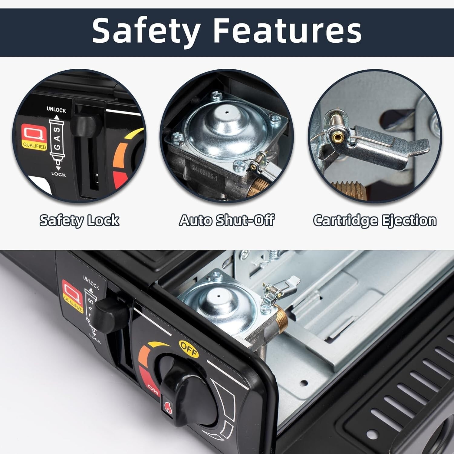 Black Dual Fuel Stove Portable Camping Stove W/ Case & Propane Regulator Hose US