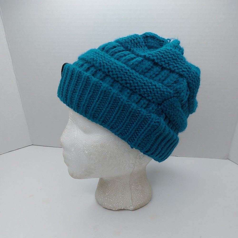 CC Teal Knit Beanie Hat Cap