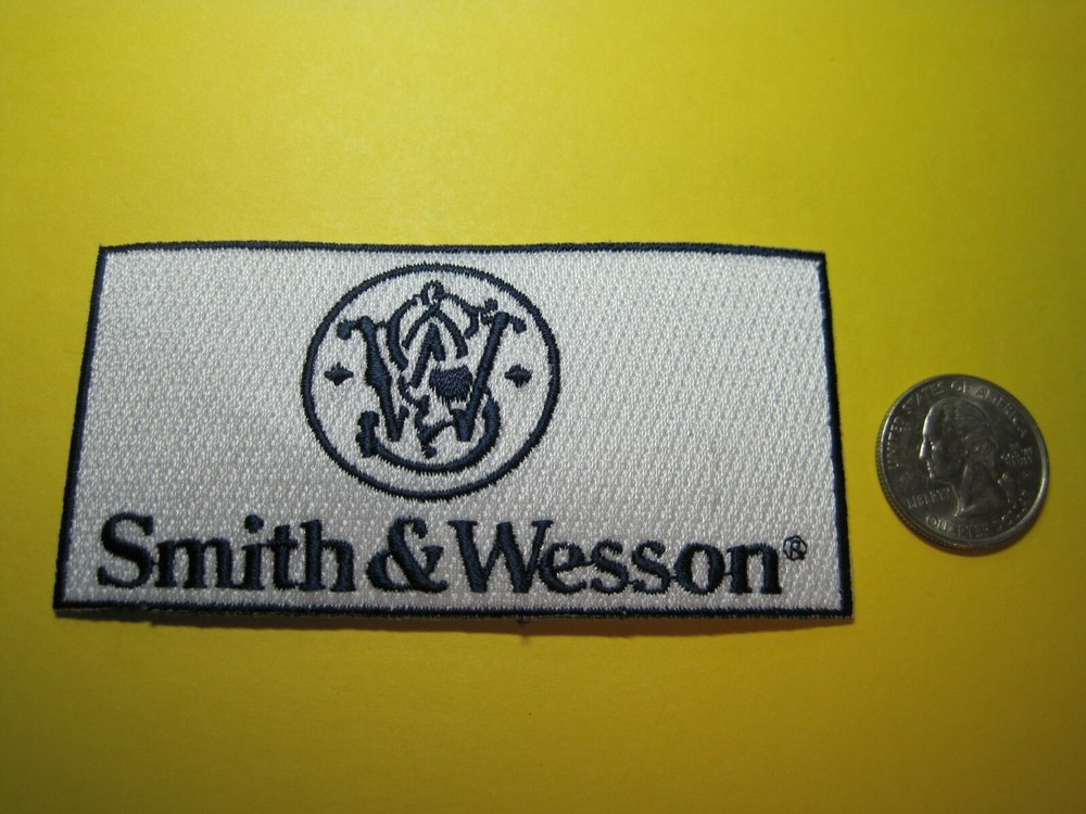 SMITH & WESSON FIREARMS VEST PATCH WITH HOOK BACK! 2 X 4 INCH GUN PATCH LOOK