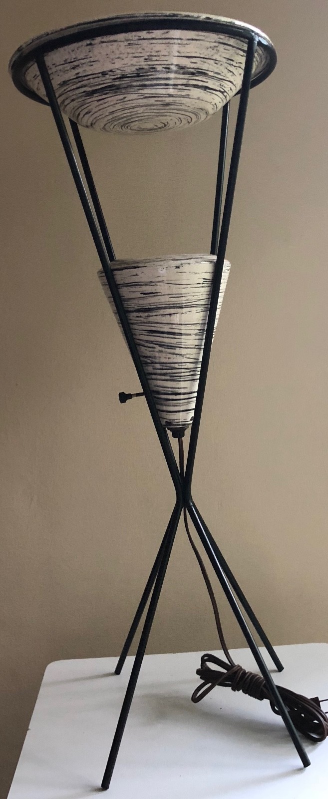 Rare Vintage 50s Atomic Iron Ceramic Pottery Lamp Mid Century Modern Lighting