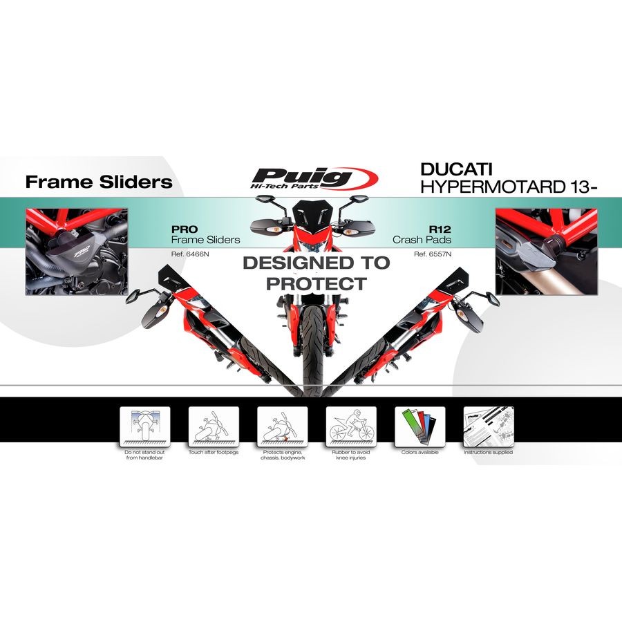 Puig R12 Frame Sliders - Black, No Modification Needed 6557N