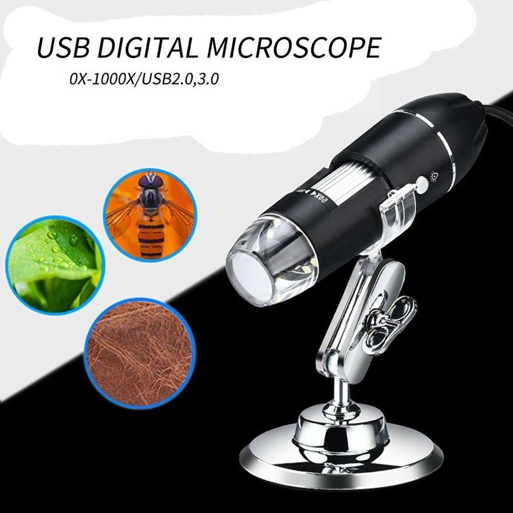 US Professional Digital Microscope 8 LED USB 1000X Magnifier Camera w/ Stand New
