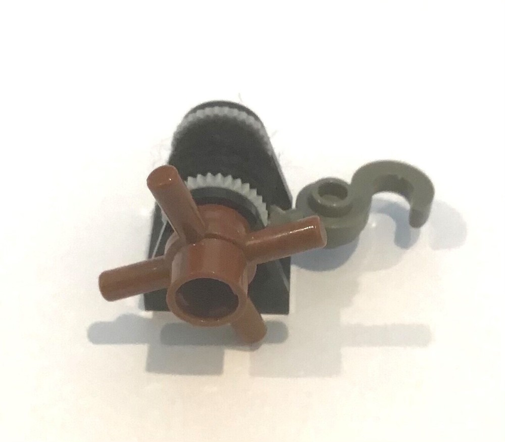 LEGO Black String Reel Winch 2x2 Complete with String, Hook, and Winder Handle
