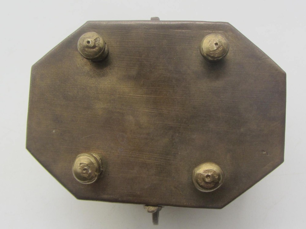 BRASS 4" by 3" Rectangular Trinket Box w/Locking Lid